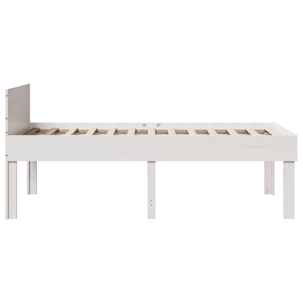 Vidaxl Bed Frame Without Mattress, White, 75X190 Cm, Solid Pine Wood