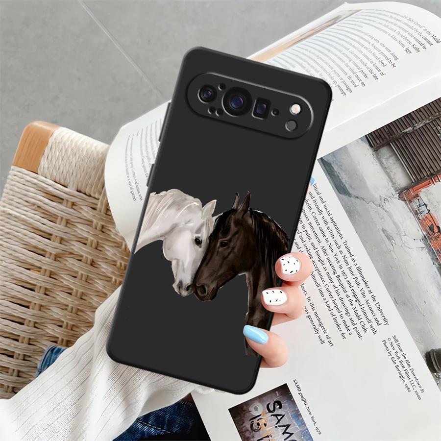 

Чехол для Google Pixel 9a 10 9 Pro XL 7a 6a 6 7 8 Pro 8a Funda Чехол для телефона Белая Черная Лошадь Google Pixel 7