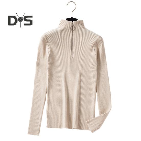 

Осень-зима Женский однотонный свитер с полуворотом и длинным рукавом, на молнии, с вырезом-молнией, вязаный свитер, женский, удобный, теплый, тонкий, вязаный, одежда абрикосовый