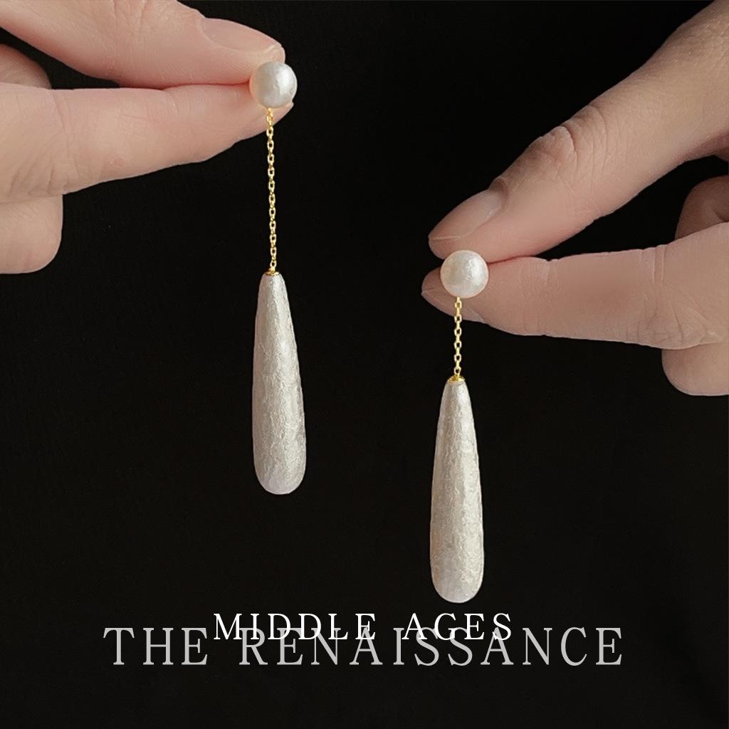 Легкие средневековые французские ретро серьги-пусеты с жемчугом-снежинкой с длинной бахромой, серьги для通勤