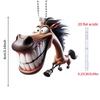 2D Cute Big Mouth Horse Keychain Rearview Mirror Pendant Animal Hanging Ornament Car Interior Decoration Toys