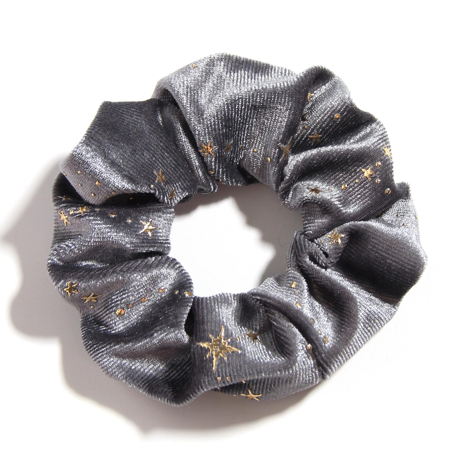 

Gold Foil Star Velvet Scrunchies - Korean Style Large Elastic Hair Ties, Women s Ponytail Holders сірий колір