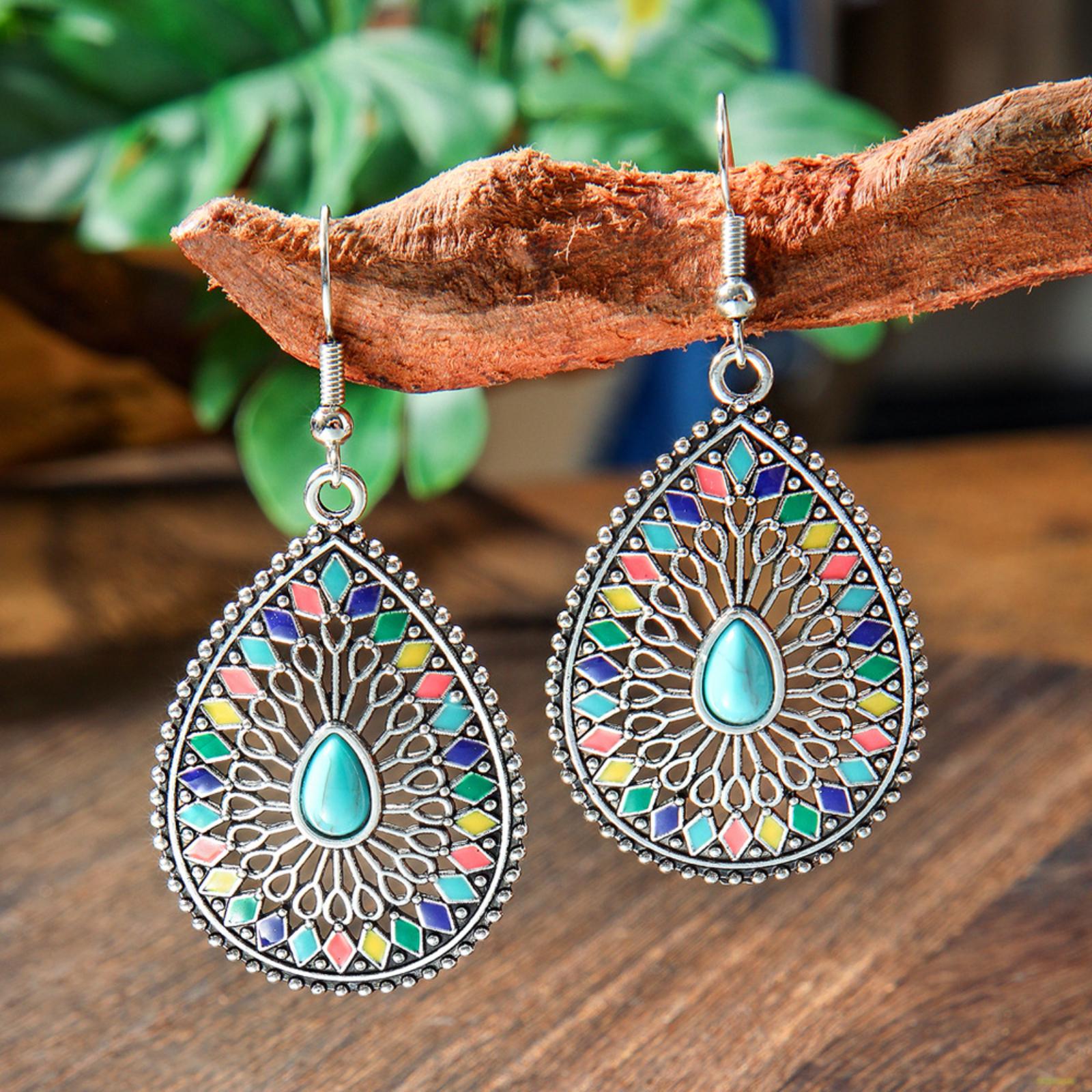 

Personalized Vintage Blue Crystal Women s Earrings Generous Earrings One Size синий
