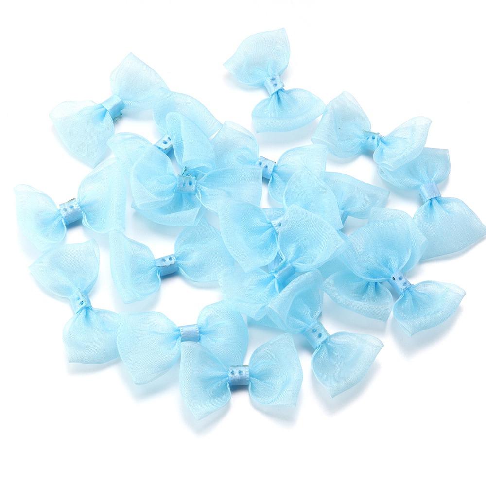 

20PCS 2.5*5cm Size Colored Ribbon Bows Colored Small Size Sewing Craft Bow Handwork DIY Gauze Ribbon Hair Accessories Bow синій