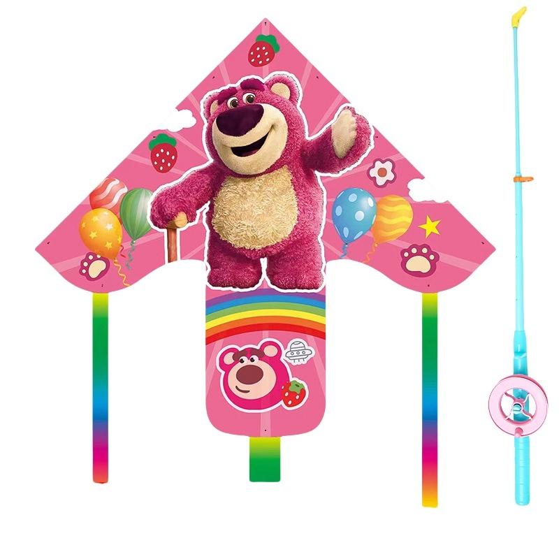 

1 Set Cartoon Nezha Foldable Mini Plastic Kites Hand Brake Fishing Rod Children Kite Toy Kids Fun Outdoor Toys