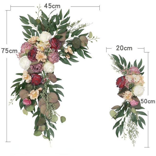 2pcs Artificial Wedding Arch Flowers Greenery Arbor Floral Arrangement Party Reception Backdrop Decor Multiple Style Ceremony
