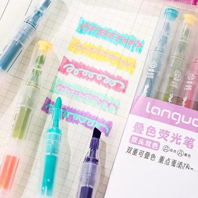 5pcs Color Laying Highlighter Pens Set Dual-side Fluorescent Multi Layer Magic Art Marker Liner for Drawing Office School