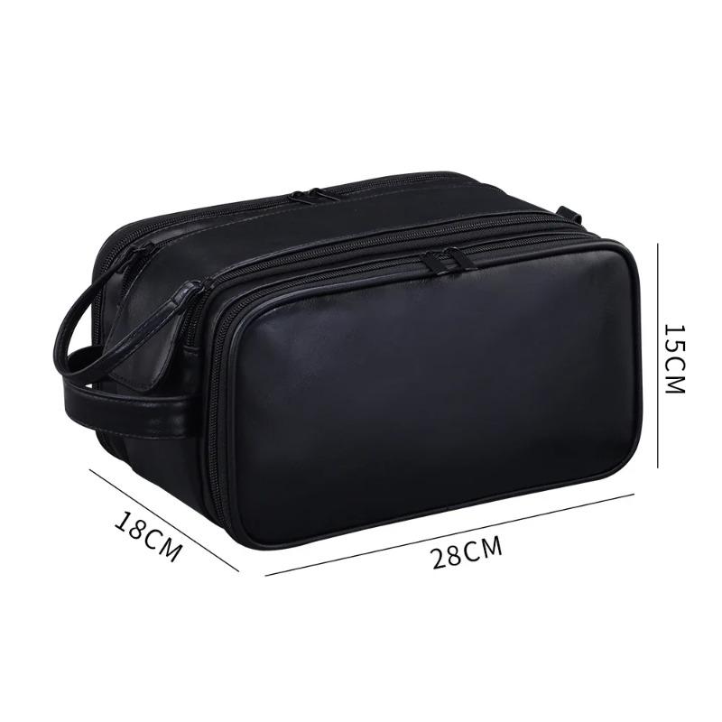 Men's Large Capacity Waterproof PU Leather Toiletry Bag Travel Cosmetic Organizer for Business Trip and Gym