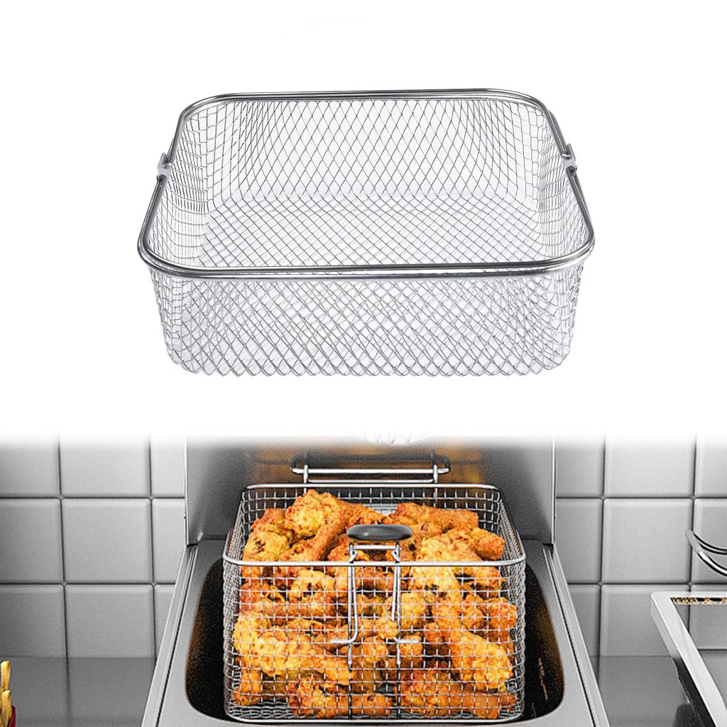 Quadratischer Edelstahl-Heißluftfritteusenkorb für 5,8QT 6QT Heißluftfritteusen Zubehör Für Hähnchen Steak Desserts Snacks Frittiert