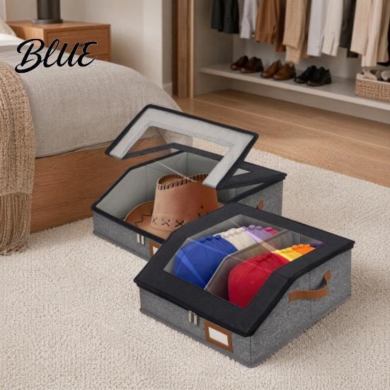 Clear Hat Storage for Closet Organizer with Window Lid Flip Top Access Design