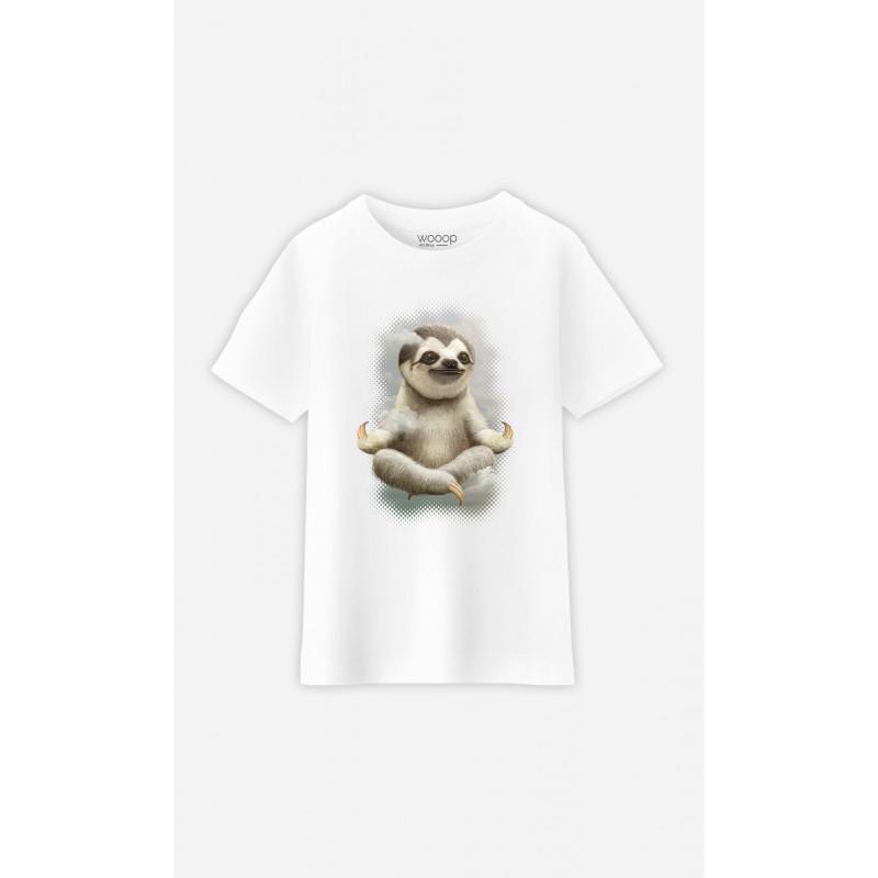 Tshirt Enfant SLOTH MEDITATE 2 ans blanc
