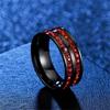 Fashion Couple Rings Romantic Red Rhinestones CZ Women Rings Set Trendy Men Stainless Steel Zirconia Ring Wedding Band Jewelry