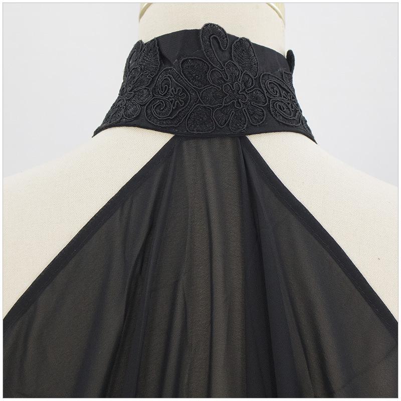 Black Ivory Chiffon Bridal Halter Cape Shawl for Women