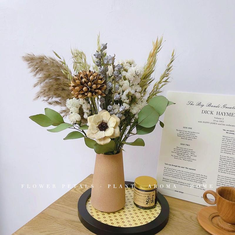 Bouquet de fleurs séchées fleur naturelle ins séché à l'air naturel ornement décoratif décoration de salon arrangement floral roseau coton luxe léger premium