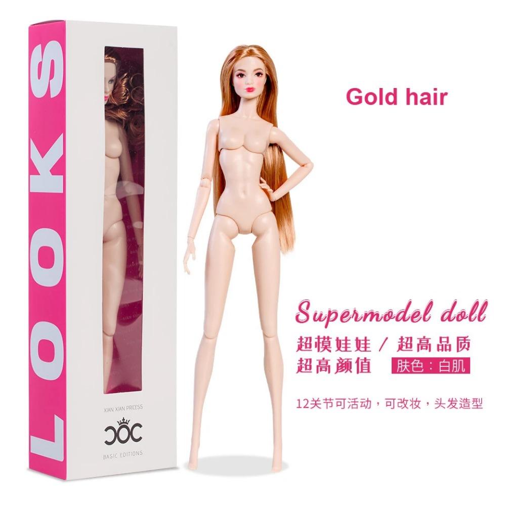 

Кукла Супермодель 32 см новый дизайн 2025 / 1/6 голая кукла ню с нормальной кожей и коричневыми волосами / 12 подвижных суставов + голова / игрушка для DIY box pack