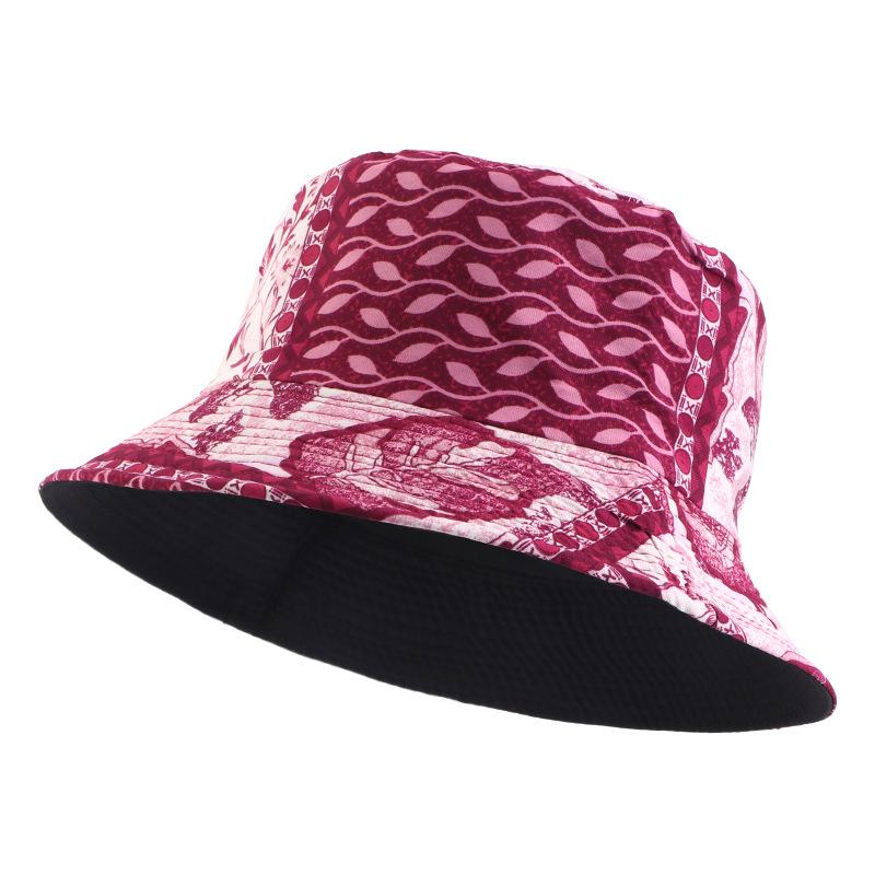 New Polished Printed Pot Hat Double-sided Bucket Hat Outdoor Travel Visor