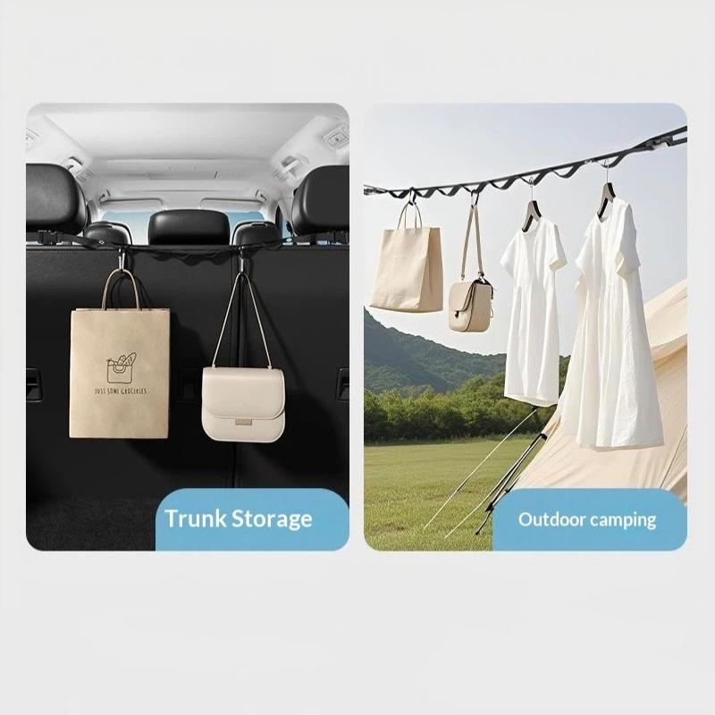 Car Clothes Drying Rope Easy To Store Multifunctional Hanging Hanger for Car Rear Seats Outdoor Road Trip Camping