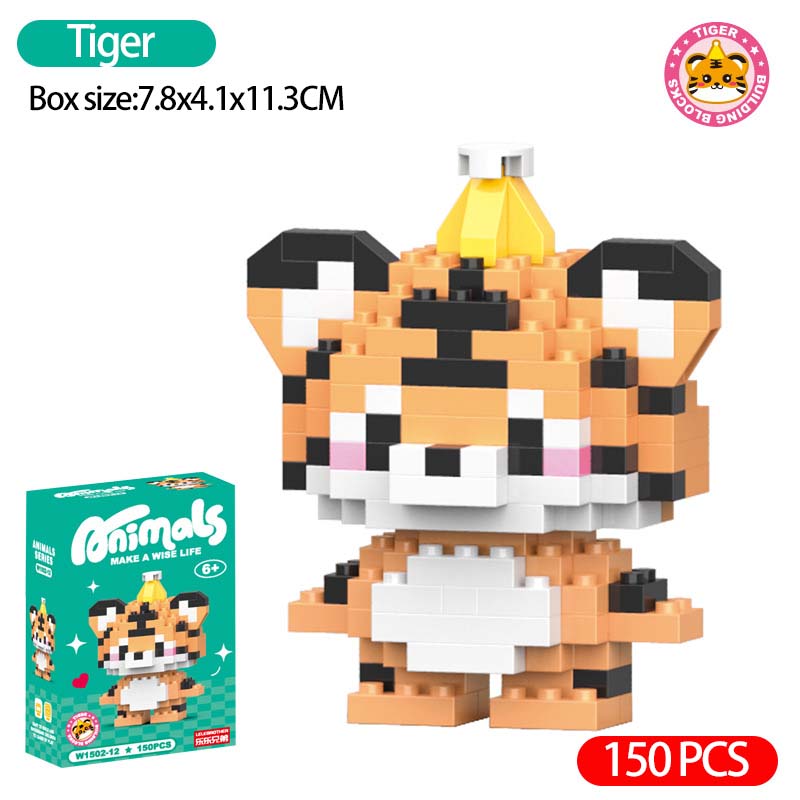 Children Cute Animal Micro Building Block Mini Model Bricks Educational Toys Cartoon Lion Chick Bricks Kids Puzzle Boy Girl Gift