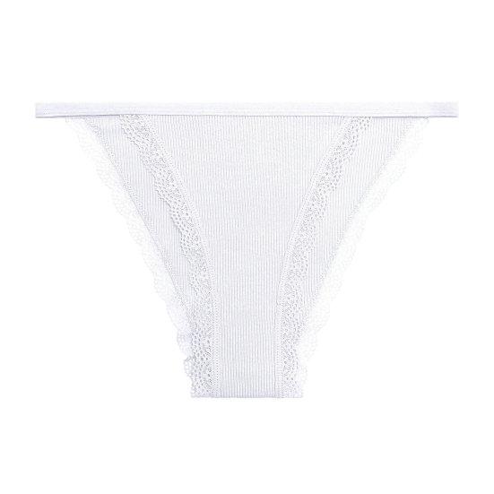 

Бесшовные однотонные женские трусы в рубчик с низкой посадкой, ультратонкие трусы с сексуальной кружевной отделкой L белый
