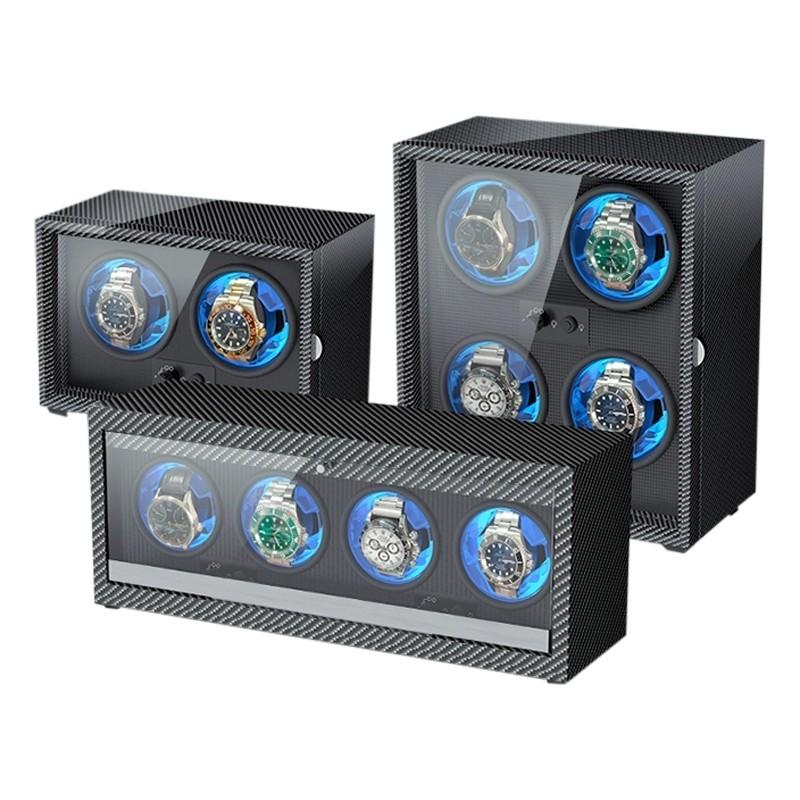 1 2 4 6 Slot High-End Automatic Watches Box Carbon Fiber Texture Automatic Winding Rocking Device Luxury Wood Watch Winder