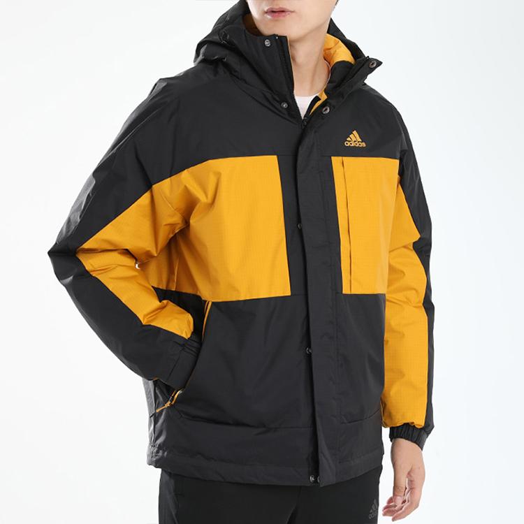 Adidas Colorblock Logo Down Jacket With Hood Men Outerwear Black GF0076