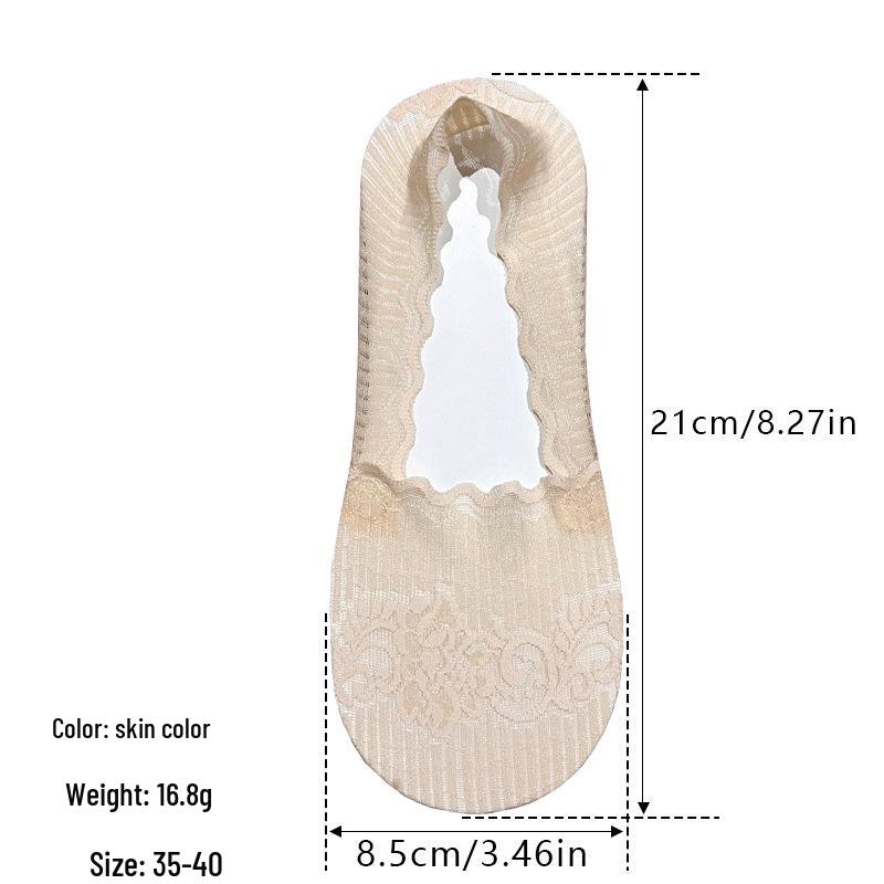 Ice Silk Ultra-Thin Lace Invisible Non-Slip Women s Low-Cut Socks Slippery Board
