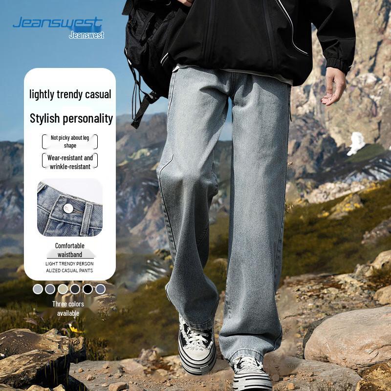 

JEANSWEST Мужские Джинсы Прямого Кроя в Стиле Ретро L