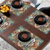 4pcs Polyester Mandala Style Floral Placemats Heat-Resistant Washable Non-Slip Table Mats for Kitchen Dining Table Home Decor