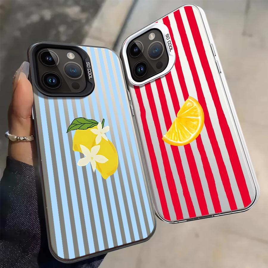 Lemon Cool Stripe Pattern Back Phone Cover Case for iPhone 17 Pro Max XS 15 Plus 14 16 13 Pro Air XR 11 12