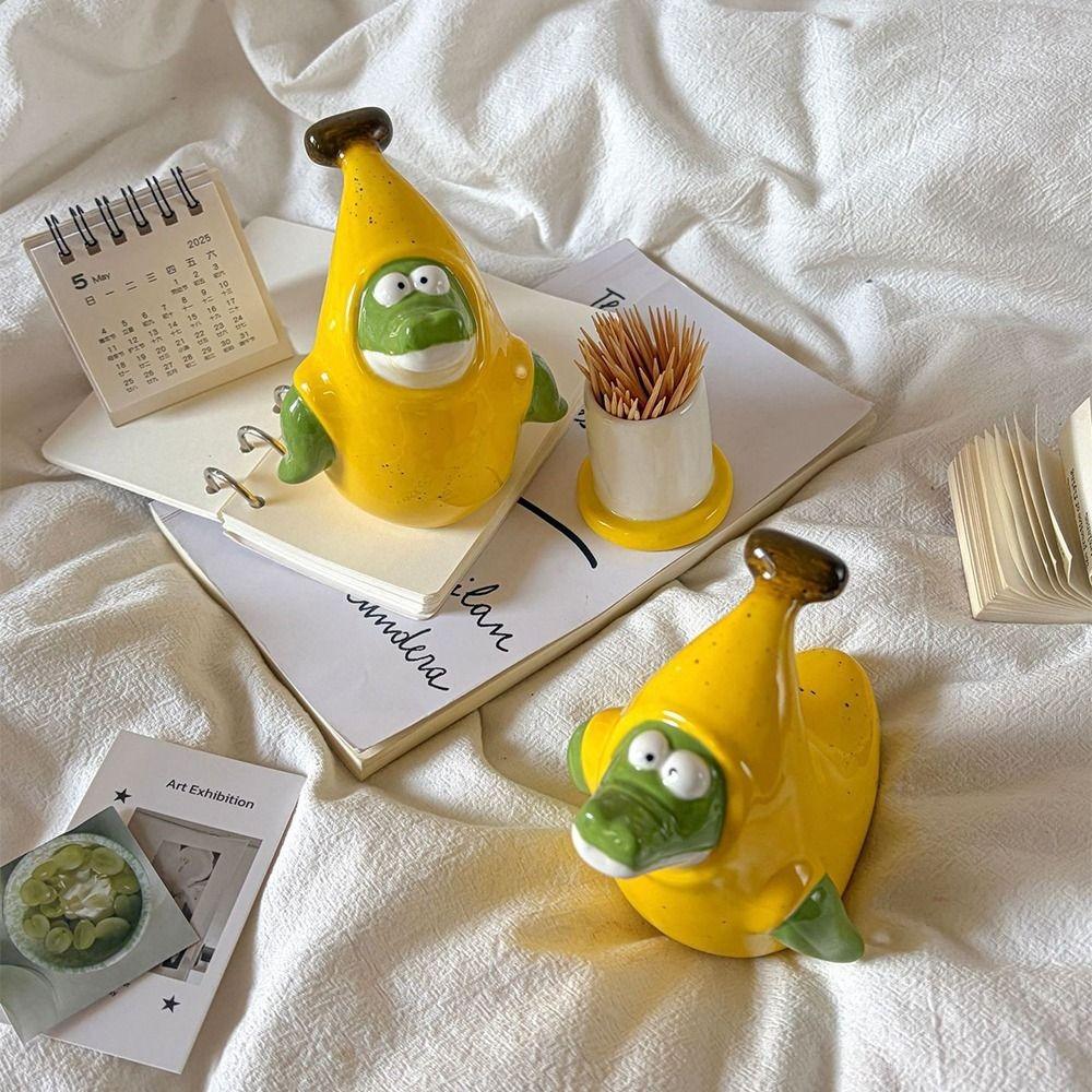 Cartoon Banana Dinosaur Toothpick Holder Cute Cotton Swab Tube Household Use