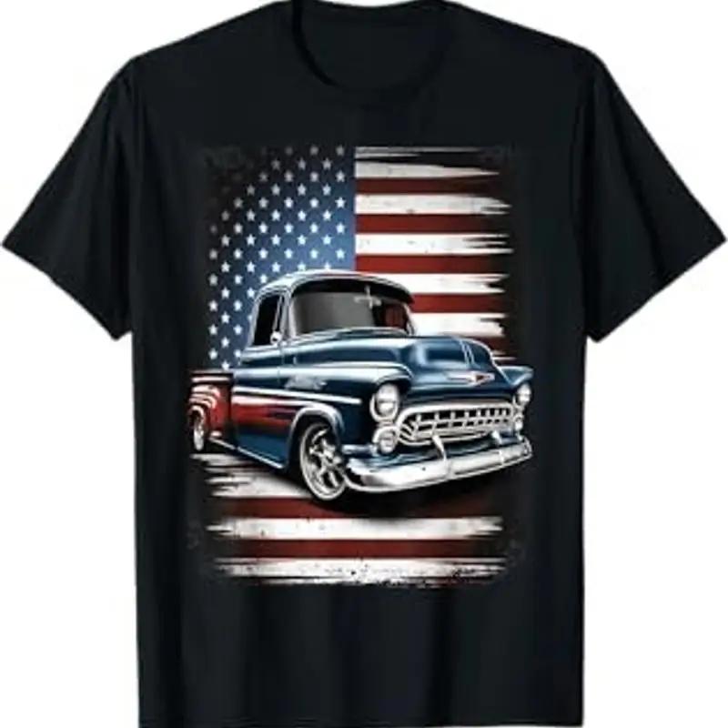 Classic Old Pickup Truck American Flag 4Th Of July Patriotic T Shirt S разноцветный