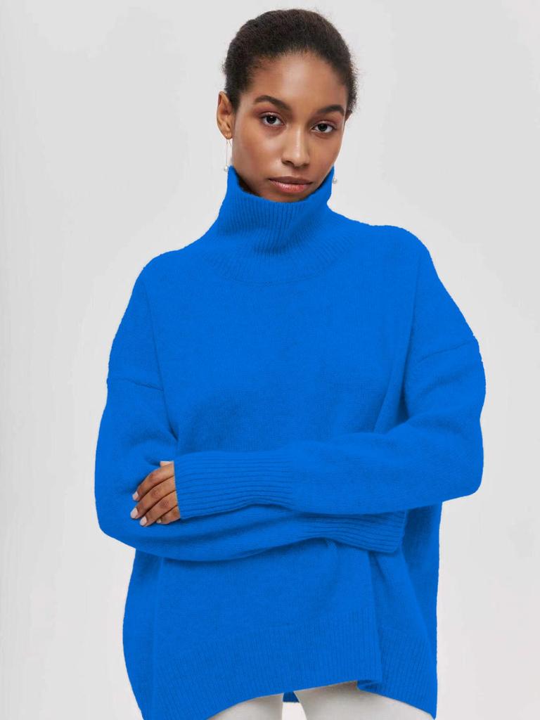 2023 Trendy Women's High Neck Loose Sweater - European & American Style for Autumn/Winter Parties