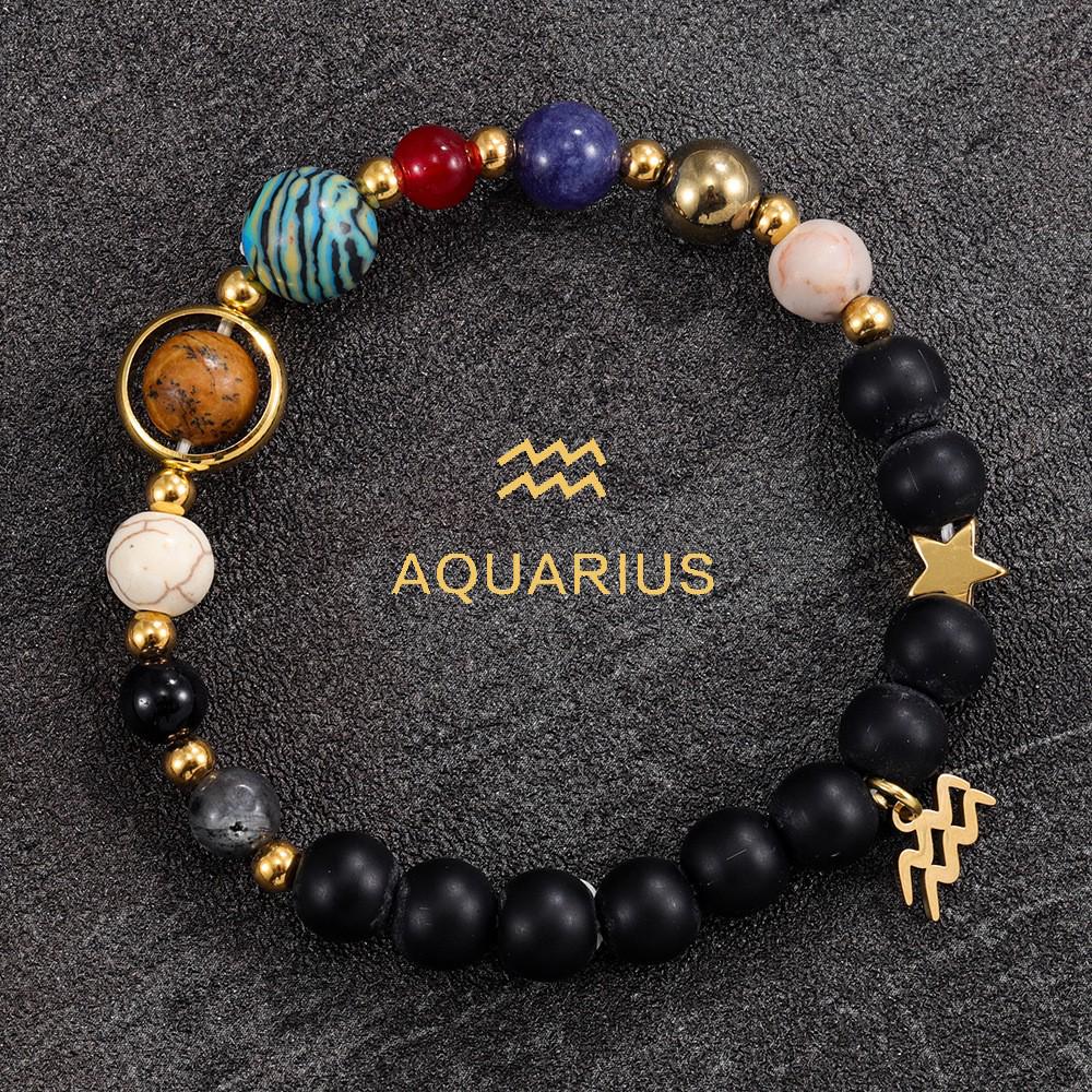 Eight Planets and Twelve Constellations Natural Stone Beaded Bracelet