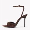 Retro Brown Velvet High-heeled Sandals for Women Sexy Open-toe Ankle Strap Buckle Heels Elegant Banquet Slingback Dress Shoes