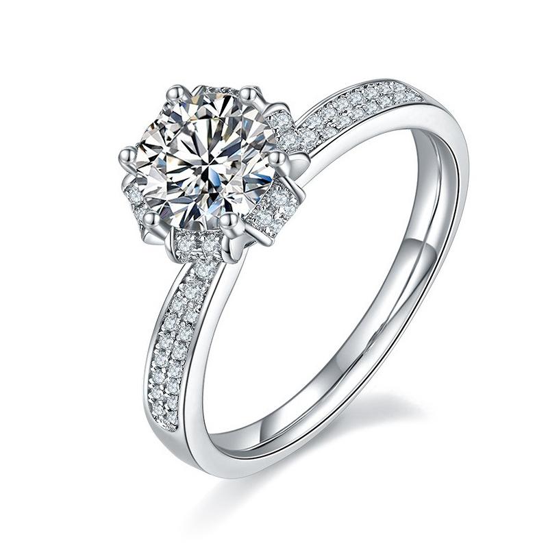 

Straight Arm Wishing Pool Mozambican Ring Women S Light Luxury Diamond S925 Sterling Silver 1 Carat Moissanite Ring Port code no. 22