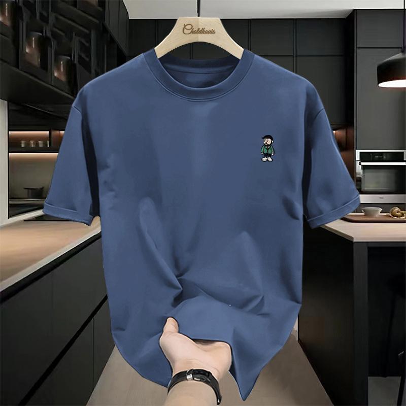 Hochwertiges Premium-T-Shirt aus reiner Baumwolle 2025 Sommer Trendmarke Schlichtes Ins Trendy Kurzarm-T-Shirt für gutaussehende Männer und Paare