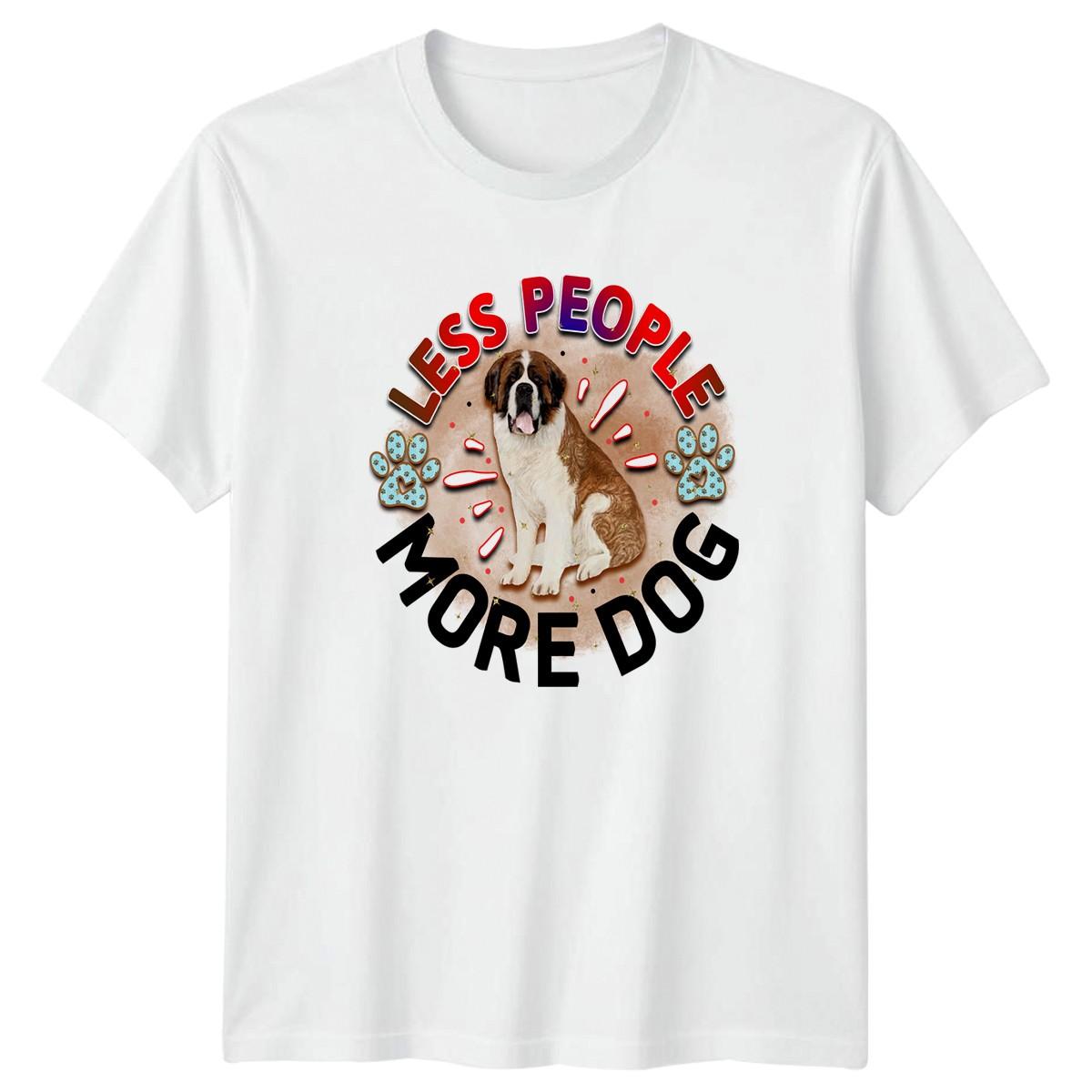 Less People More Dog T-Shirt Saint Bernard Dog Lover XL