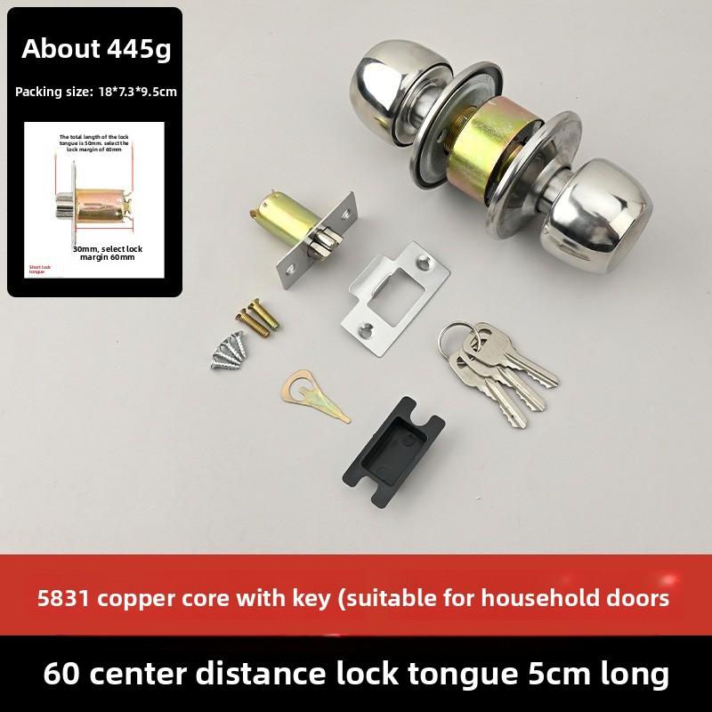 Stainless Steel Spherical Wooden Door Lock Bathroom Toilet Door Lock 5831 Ball Lock
