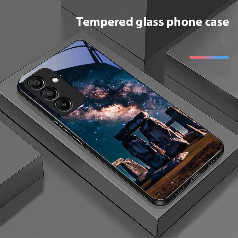 Pyramide Sternenhimmel Für Samsung Galaxy A15 5G 54 4G 51 50 24 35 90 71 12 51 53 52S 80 22 34 Schwarz Gehärtetes Glas Handyhülle