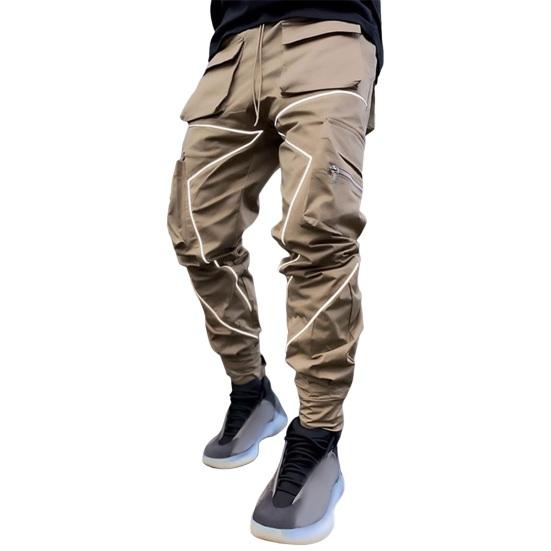 

Мужские брюки-карго с полосками на щиколотках, светоотражающие, с несколькими карманами, свободные, прямые брюки XL