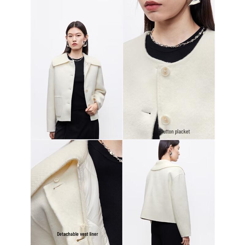 VEROMODA Detachable Vest Knitted Collar Wool Blend Short Coat