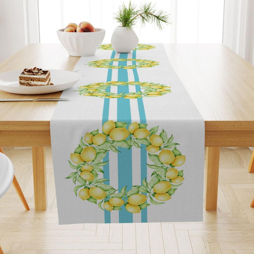Sommer Zitronenmuster Leinen Tischläufer Esstisch Couchtisch Abdecktuch Zuhause Tischdecke Abdeckung Handtuch