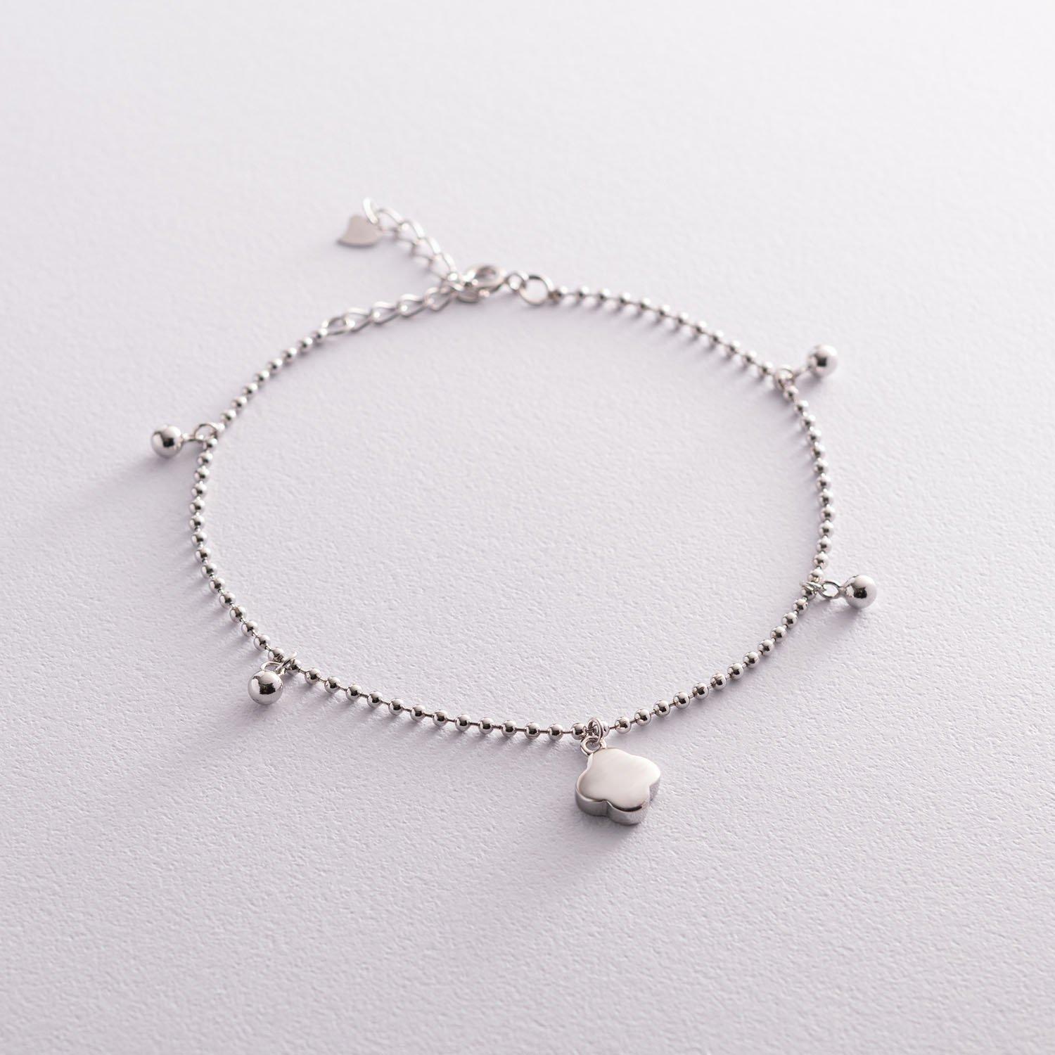 

Срібний браслет Конюшина та кульки на ногу Oniks 25 срібний