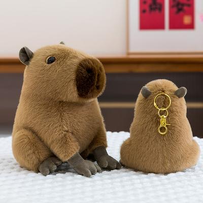 Cute Simulation Capybara Plush Toy Children Sleeping Pillow Backpack Card Pendant Guinea Pig Doll