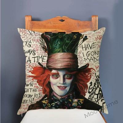18" Alice In Wonderland Mad Hatter Cheshire Cat Children Fairy Tale Home Decoration Throw Pillow Case Cotton Linen Cushion Cover