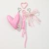 Sweet & Stylish Leather Heart Beaded Rhinestone Bow DIY Keychain Charm