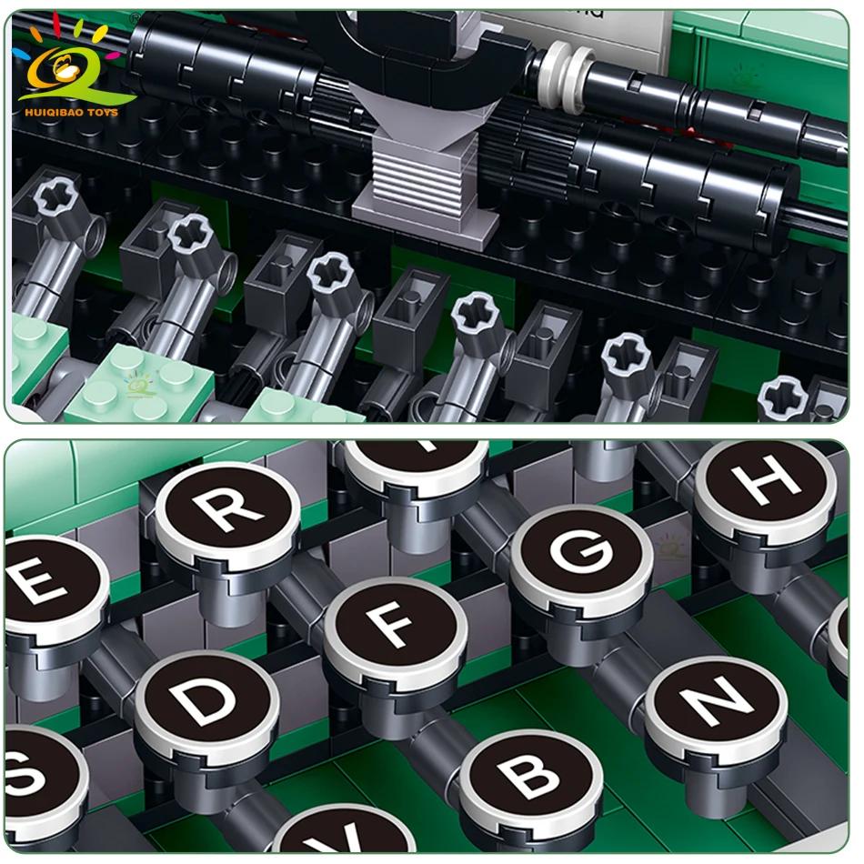 Non-Toxic Simulation Retro Typewriter Micro Building Blocks Mini Moc Bricks Model Constrution Children Toys For Kids Aldult