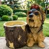 Puppy Figurine Planter Pot Decorative Small Bucket Planter with Cartoon Dog Statue for Desktop Office Windowsill