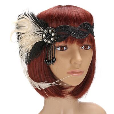 Haarreif Quastendesign Brautschmuck Feder Feder Strass Stirnband für Frauen
