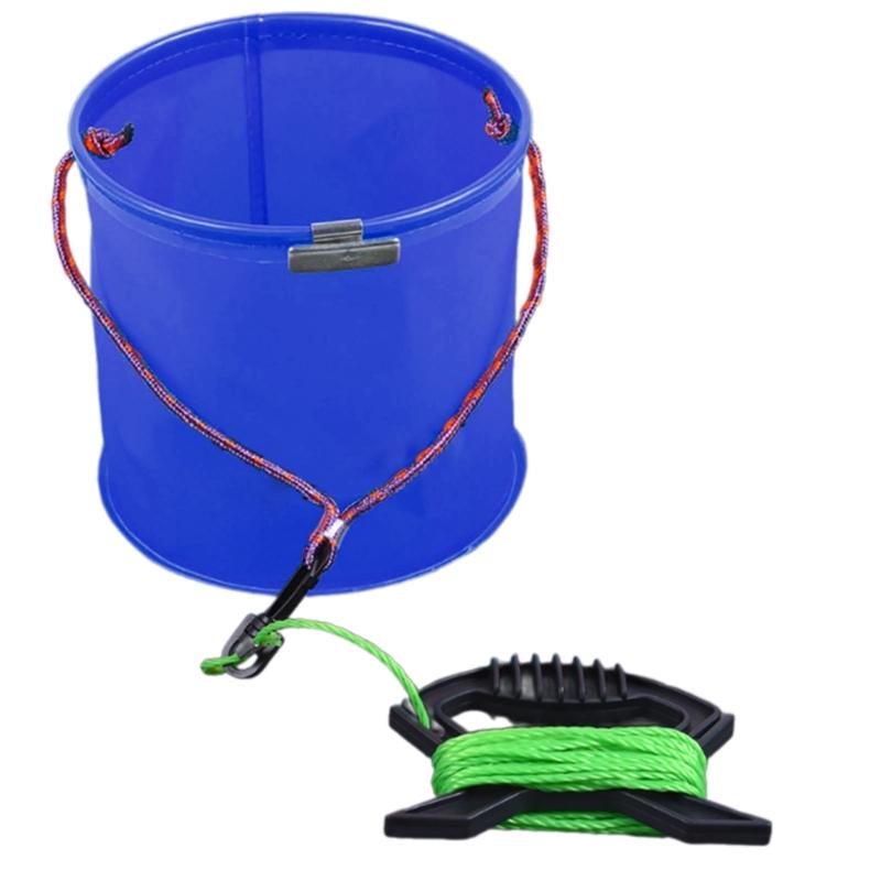 

EVA Folding Fish Bucket with Rope Colorful Fishing Tackle Boxes Water Bucket